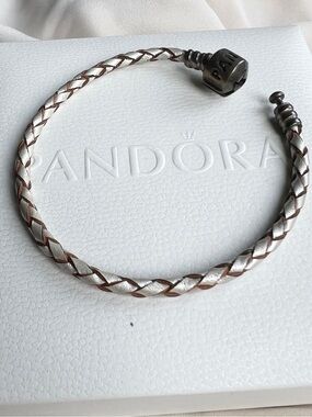 PANDORA BRAIDED LEATHER BRACELET